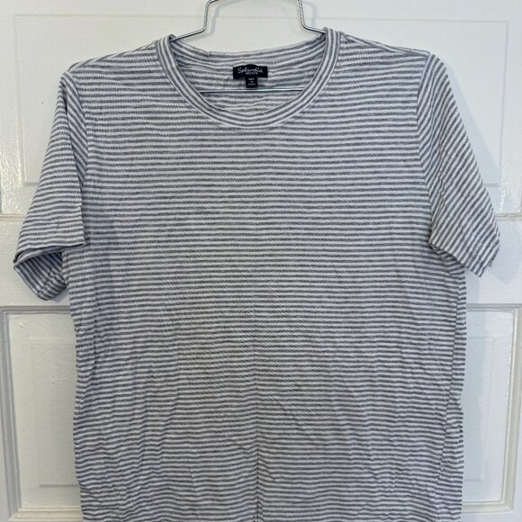 Splendid Grey & White Striped T-shirt / Tee / Short-Sleeved Shirt - crew neck M - Picture 1 of 3